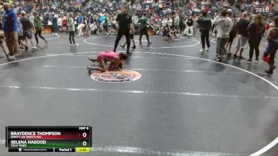 95 lbs Cons. Round 3 - Braydence Thompson, Ninety Six Wrestling vs Selena Hagood, Team Tiger