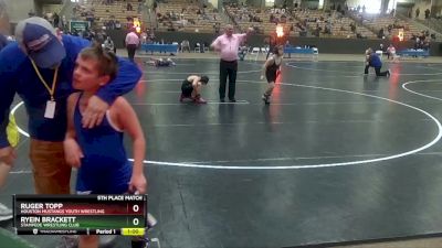 95 lbs 5th Place Match - Ruger Topp, Houston Mustangs Youth Wrestling vs Ryein Brackett, Stampede Wrestling Club