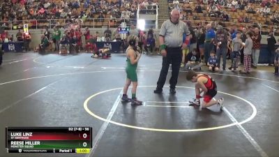 56 lbs Cons. Round 2 - Reese Miller, Monster Squad vs Luke Linz, St Gertrude