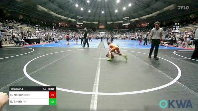 61 lbs Consi Of 4 - Boston Nelson, Harrah Little League Wrestling vs Bode Smith, Hinton Takedown Club