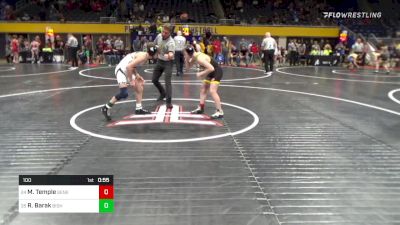 100 lbs Rd 3 - Consi Of 16 #2 - Morgan Temple, Seneca Valley vs Roy Barak, Bishop McCort