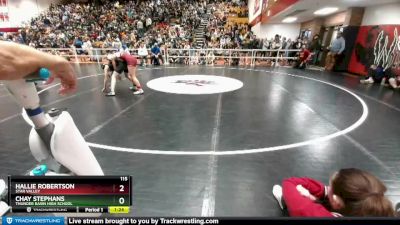 115 lbs Quarterfinal - Hallie Robertson, Star Valley vs Chay Stephans, Thunder Basin High School