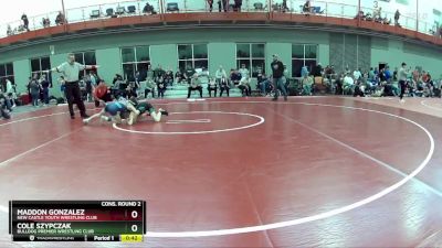 70 lbs Cons. Round 2 - Maddon Gonzalez, New Castle Youth Wrestling Club vs Cole Szypczak, Bulldog Premier Wrestling Club