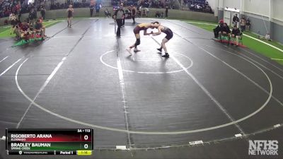 113 lbs Quarterfinal - Rigoberto Arana, Eldorado vs Bradley Bauman, Spring Creek