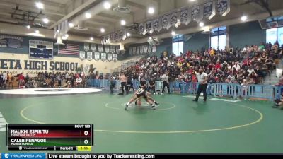 132 lbs Semifinal - Malikhi Espiritu, Temecula Valley vs Caleb Penagos, Murrieta Mesa