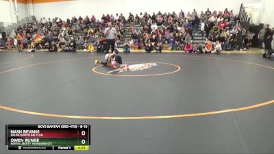 B-15 lbs Quarterfinal - Nash Bevans, Solon Wrestling Club vs Owen Runge, North Liberty Thunderbolts