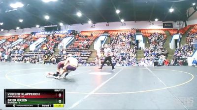 120 lbs Quarterfinals (8 Team) - Brier Green, Bronson vs Vincent Klapperich, Manchester