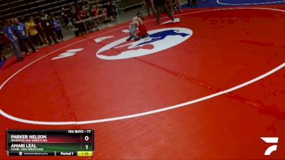 77 lbs Cons. Round 5 - Parker Nelson, Riverton USA Wrestling vs Amari Leal, Camel Kids Wrestling