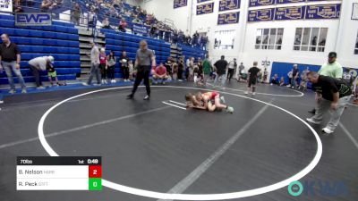 70 lbs Quarterfinal - Boston Nelson, Harrah Little League Wrestling vs Ryker Peck, Standfast