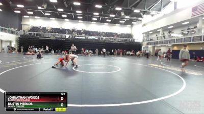 133 lbs Semifinal - Johnathan Woods, Bakersfield College vs Dustin Merlos, Lassen College