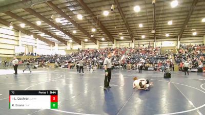 75 lbs Cons. Semi - Lawson Cochran, Uintah Jr High Wrestling vs Kreedyn Evans, Cougars Wrestling Club