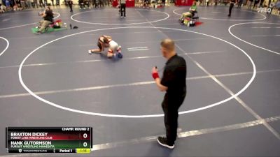 108 lbs Champ. Round 2 - Braxton Dickey, Forest Lake Wrestling Club vs Hank Gutormson, Pursuit Wrestling Minnesota