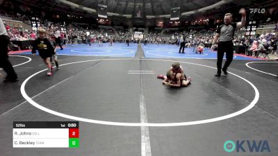 52 lbs Consolation - Ryzen Johns, Collinsville Cardinal Youth Wrestling vs Colson Beckley, Team Tulsa Wrestling Club