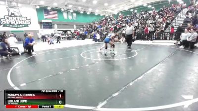 121 lbs Semifinal - Makayla Correa, Paloma Valley vs Leilani Lepe, JW North