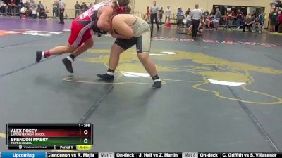 1 - 285 lbs Cons. Round 2 - Alex Posey, Lancaster High School vs Brendon Mabry, Fort Chiswell