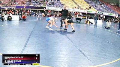 116 lbs Quarters & 1st Wb (16 Team) - Charlize Shuler, Presbyterian vs Brianna Gonzalez, Iowa