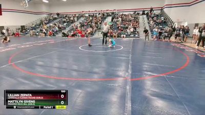 100 lbs 7th Place Match - Mattilyn Givens, Prosper Rock Hill (Girls) vs Lillian Zepata, Lewisville Flower Mound (Girls)