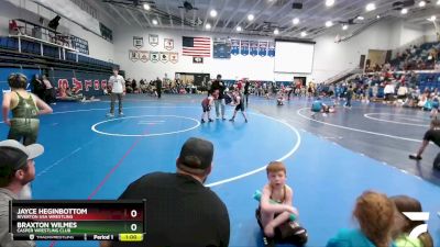 85 lbs Cons. Semi - Jayce Heginbottom, Riverton USA Wrestling vs Braxton Wilmes, Casper Wrestling Club