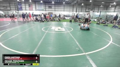 157 lbs Round 3 (4 Team) - Owen Hartman, SHENANDOAH VALLEY WC vs Michael Phoutasen, GRAPPLERS GARAGE