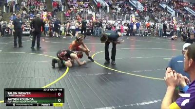 95 lbs 1st Place Match - Jayden Kolenda, Southwest Region Affiliated vs Talon Weaver, L`Anse Creuse WC