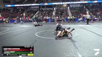 92 lbs Champ. Round 1 - Matthew Martinez, Maize vs Cohen Greep, Trailhands