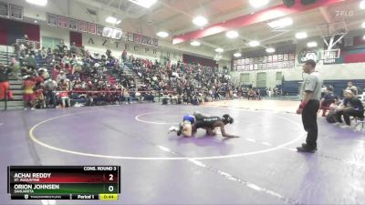 132 lbs Cons. Round 3 - Achai Reddy, St. Augustine vs Orion Johnsen, Sahuarita