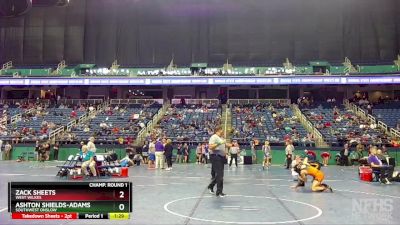 2A 144 lbs Champ. Round 1 - Zack Sheets, West Wilkes vs Ashton Shields-Adams, Southwest Onslow