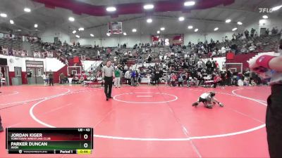 43 lbs Semifinal - Parker Duncan, Avon vs Jordan Kiger, Yorktown Wrestling Club