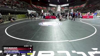 100 lbs Round 3 - Brice Bearchum, Red Bluff Wrestling Club vs Cristian Andrade, Edison High School Wrestling
