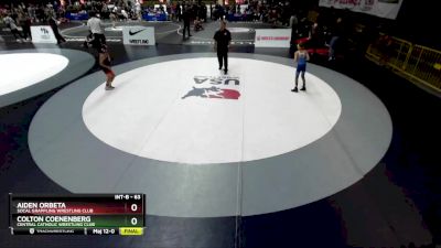 63 lbs Quarterfinal - Aiden Orbeta, Socal Grappling Wrestling Club vs Colton Coenenberg, Central Catholic Wrestling Club