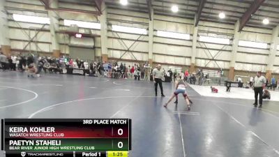 120 lbs 3rd Place Match - Paetyn Staheli, Bear River Junior High Wrestling Club vs Keira Kohler, Wasatch Wrestling Club