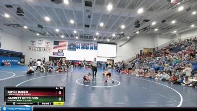 70 lbs Cons. Round 1 - Garrett Kittelson, Douglas Middle School vs James Baker, Laramie Middle School