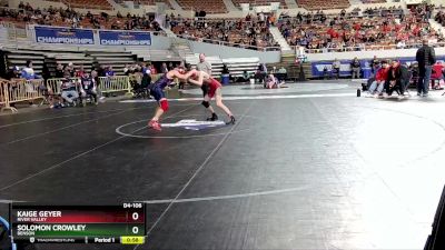 D4-106 lbs Cons. Round 2 - Kaige Geyer, River Valley vs Solomon Crowley, Benson