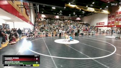 84 lbs Quarterfinal - Bronson Haun, Shoshoni Junior High School vs Tanner Myers, Thermopolis