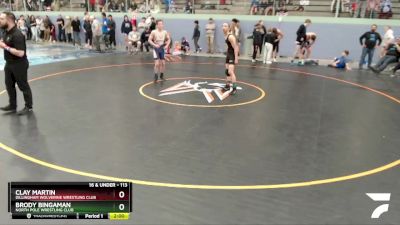 113 lbs Final - Brody Bingaman, North Pole Wrestling Club vs Clay Martin, Dillingham Wolverine Wrestling Club