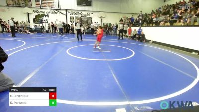 73 lbs Semifinal - Celes Oliver, Honey Badgers Wrestling Club vs Dominec Perez, Grove Takedown Club