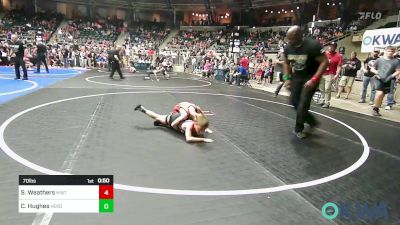 70 lbs Quarterfinal - Skyler Weathers, Hinton Takedown Club vs Cannon Hughes, Verdigris Youth Wrestling