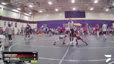 52 lbs Semifinal - Naveah Keith, Rivertown Wolves vs Cade Camarillo, Eastside Youth Wrestling