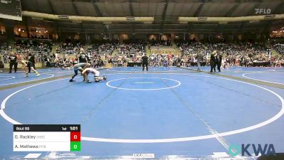 100 lbs Quarterfinal - Gage Rackley, Choctaw Ironman Youth Wrestling vs Artemus Mathews, Pitbull Wrestling Academy