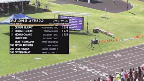 Youth Girls' 100m, Prelims 20 - Age 15-16