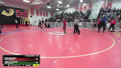 145 lbs Semifinal - Berlyn Davis, San Clemente vs Taylor Bell, Corona Senior