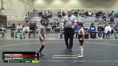 60 lbs Round 5 (6 Team) - Brogan Beardsley, SWAT Black vs Jordan Underhill, Black Knights Youth WC