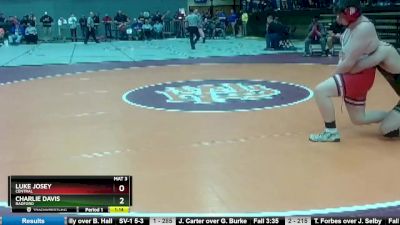 2 - 215 lbs Quarterfinal - Luke Josey, Central vs Charlie Davis, Radford