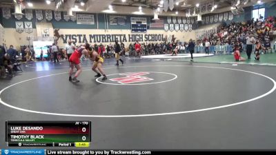 170 lbs Round 1 - Timothy Black, Temecula Valley vs Luke Desando, Great Oak