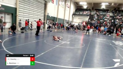 40 lbs Round 1 - Hudson Hawley, Auburn City Rec vs Luke Beckius, Ogallala Youth Wrestling