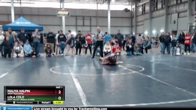 95 lbs Champ. Round 2 - Lola Colo, East Valley Middle School vs Maliya Halpin, West Mustangs