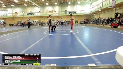 95-100 lbs Round 4 - Damian Barbosa, HONEY BADGER WRESTLING CLUB vs Brennan Klein, Unaffiliated