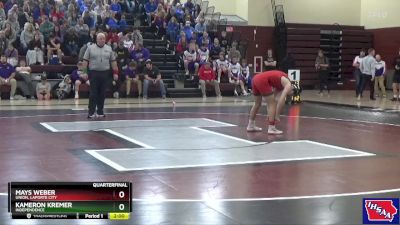 132 lbs Quarterfinal - Kameron Kremer, Independence vs Mays Weber, Union, LaPorte City