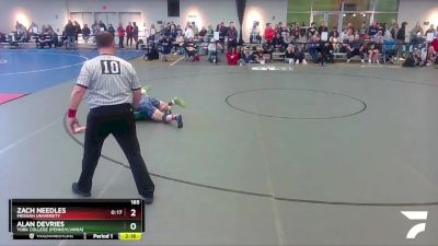 165 lbs Champ. Round 1 - Zach Needles, Messiah University vs Alan DeVries, York College (Pennsylvania)