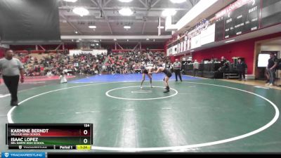 134 lbs Quarterfinal - Karmine Berndt, Vallejo High School vs Isaac Lopez, Del Norte High School